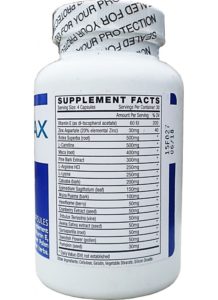 semenax ingredients label